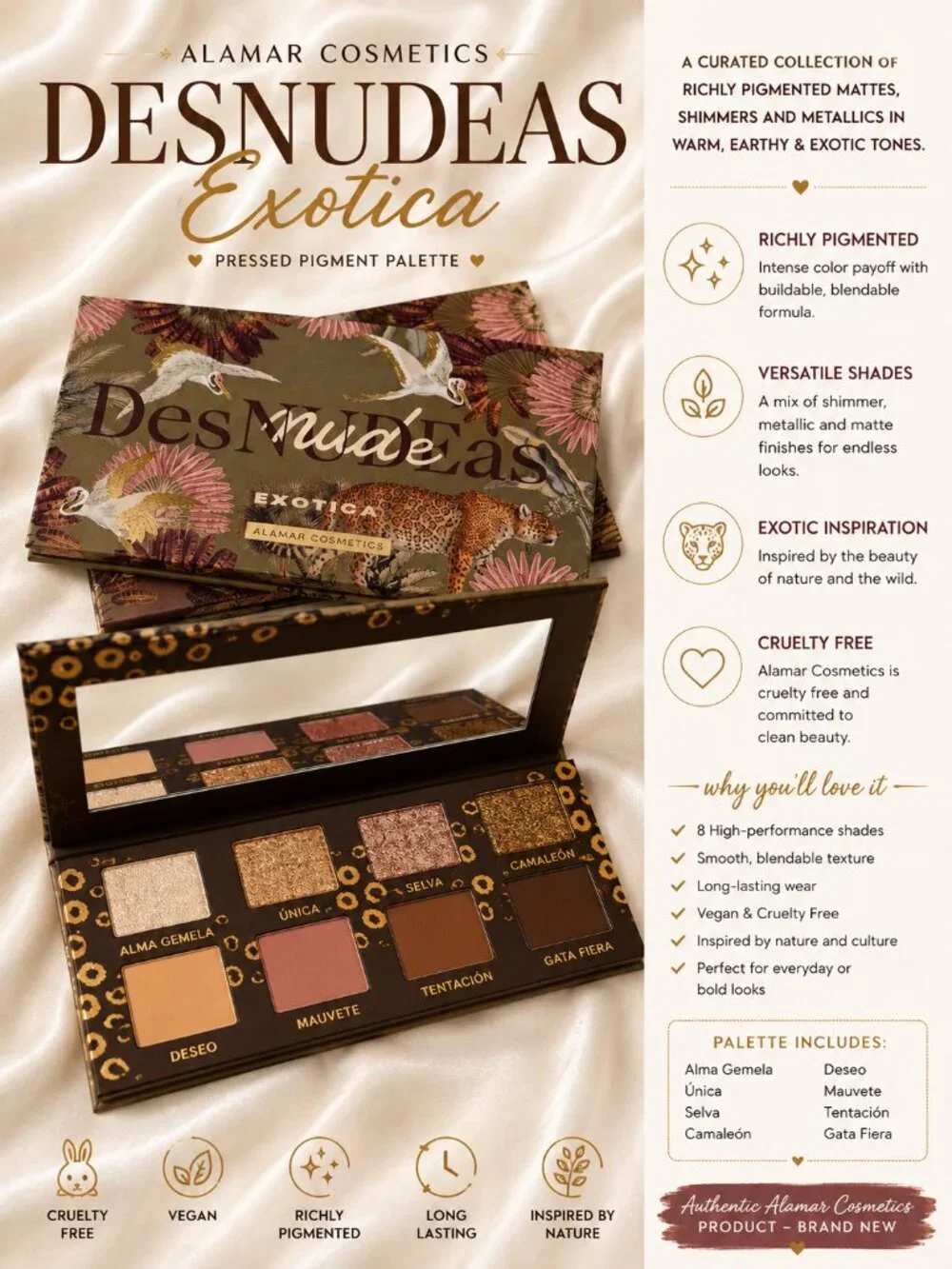 ALAMAR COSMETICS – DesNUDEas EXÓTICA PRESSED PIGMENT PALETTE